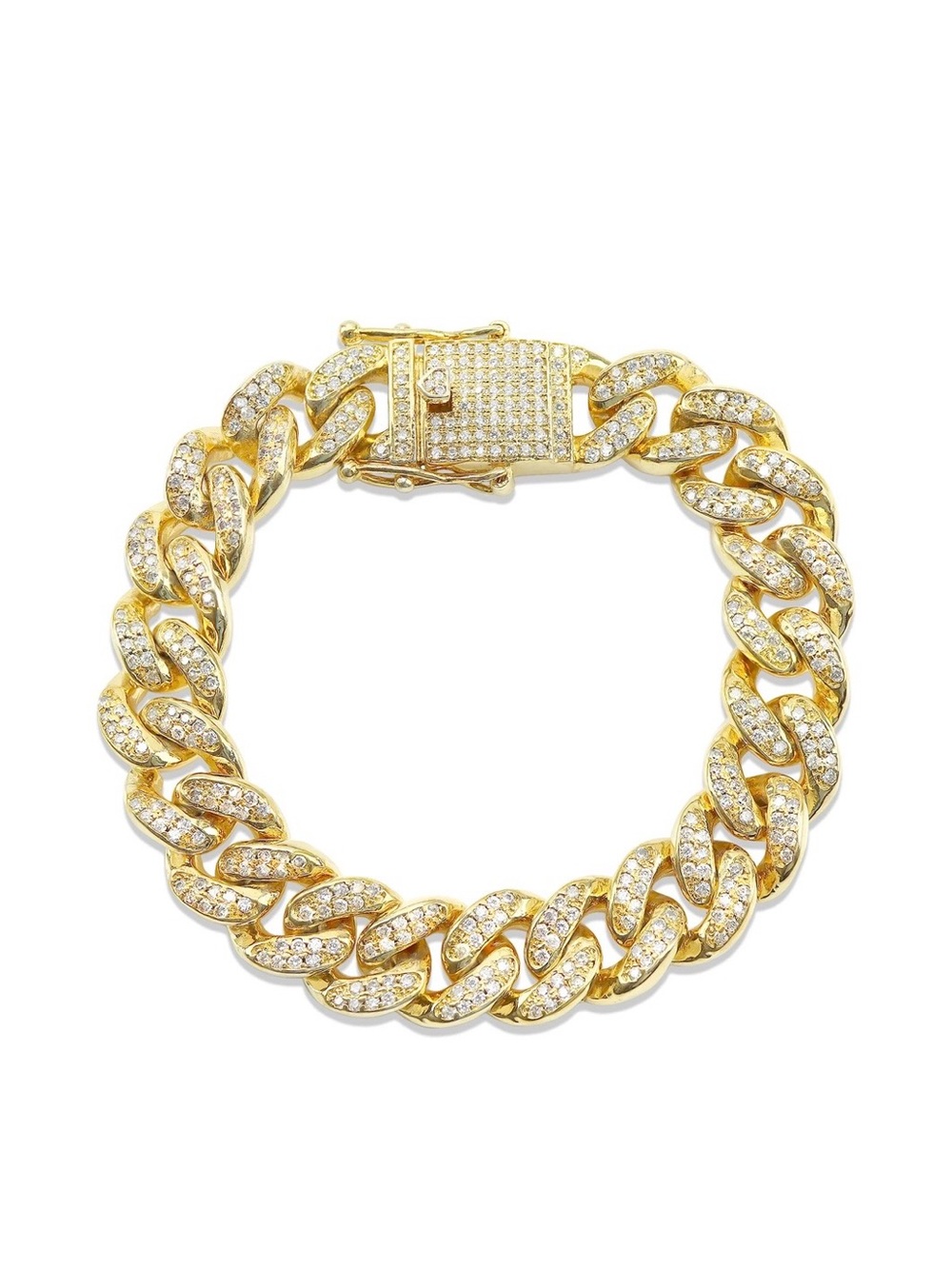 Gold PVD Coated Over Brass Cubic Zirconia Cuban Bracelet 18mm